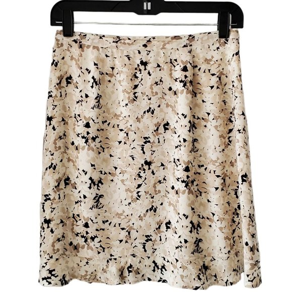 Petite Sophisticate Dresses & Skirts - Petite Sophisticate Floral Silk Short Skirt | EUC | 4P | Cream Tan Taupe Black